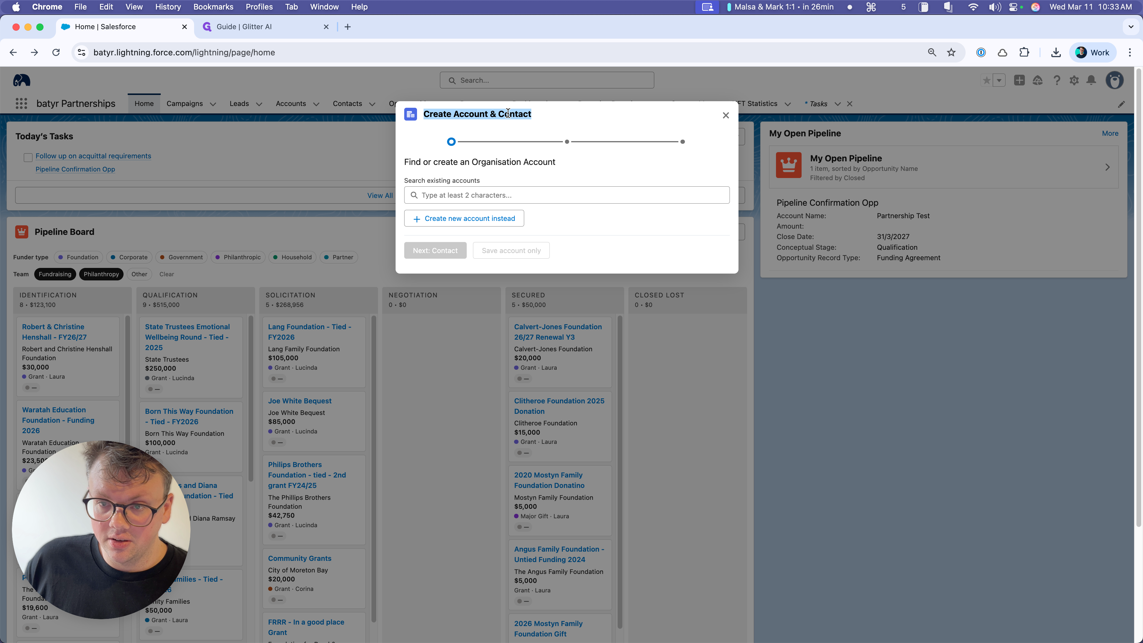 Step #18: "Create Account & Contact" flow