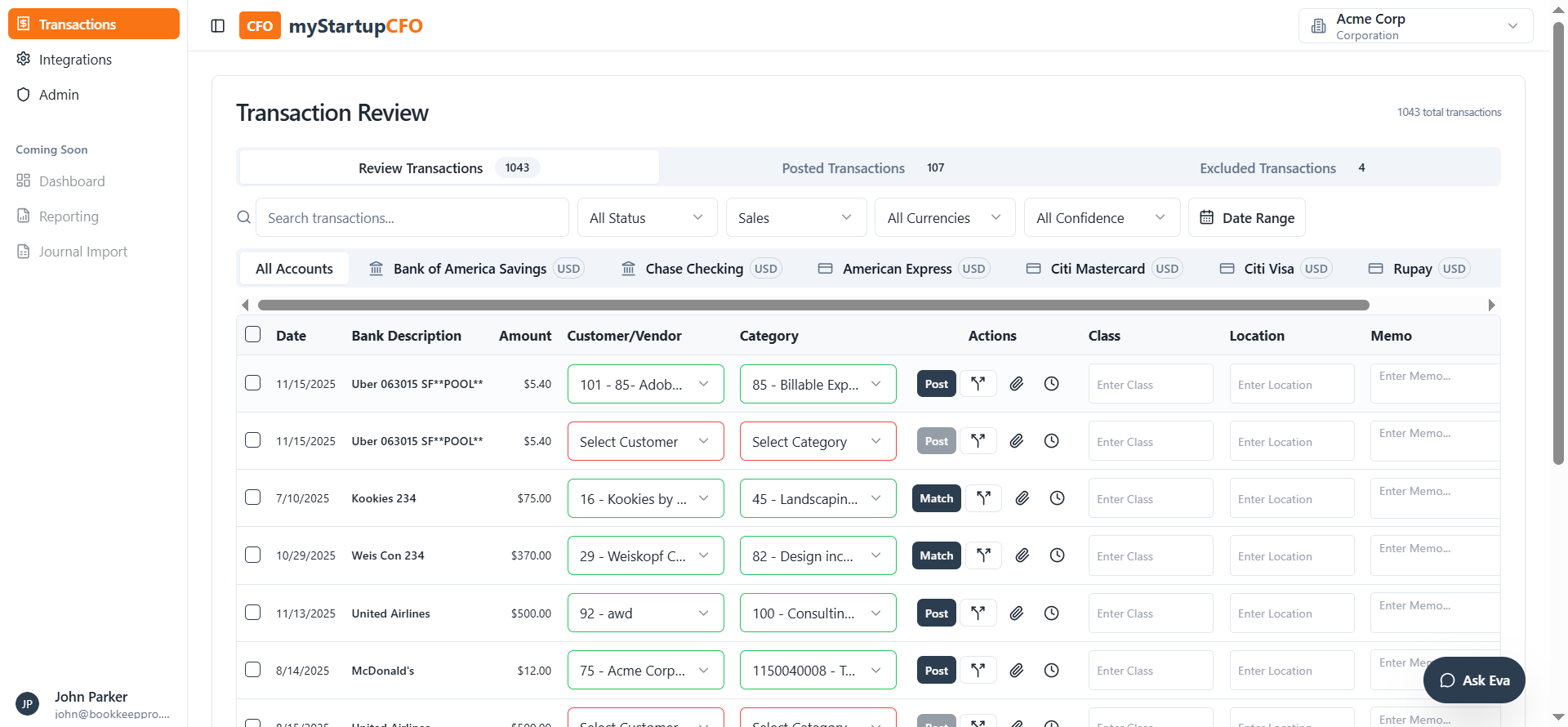 Step #3: Select Sales to display only the Sales-type transactions.
