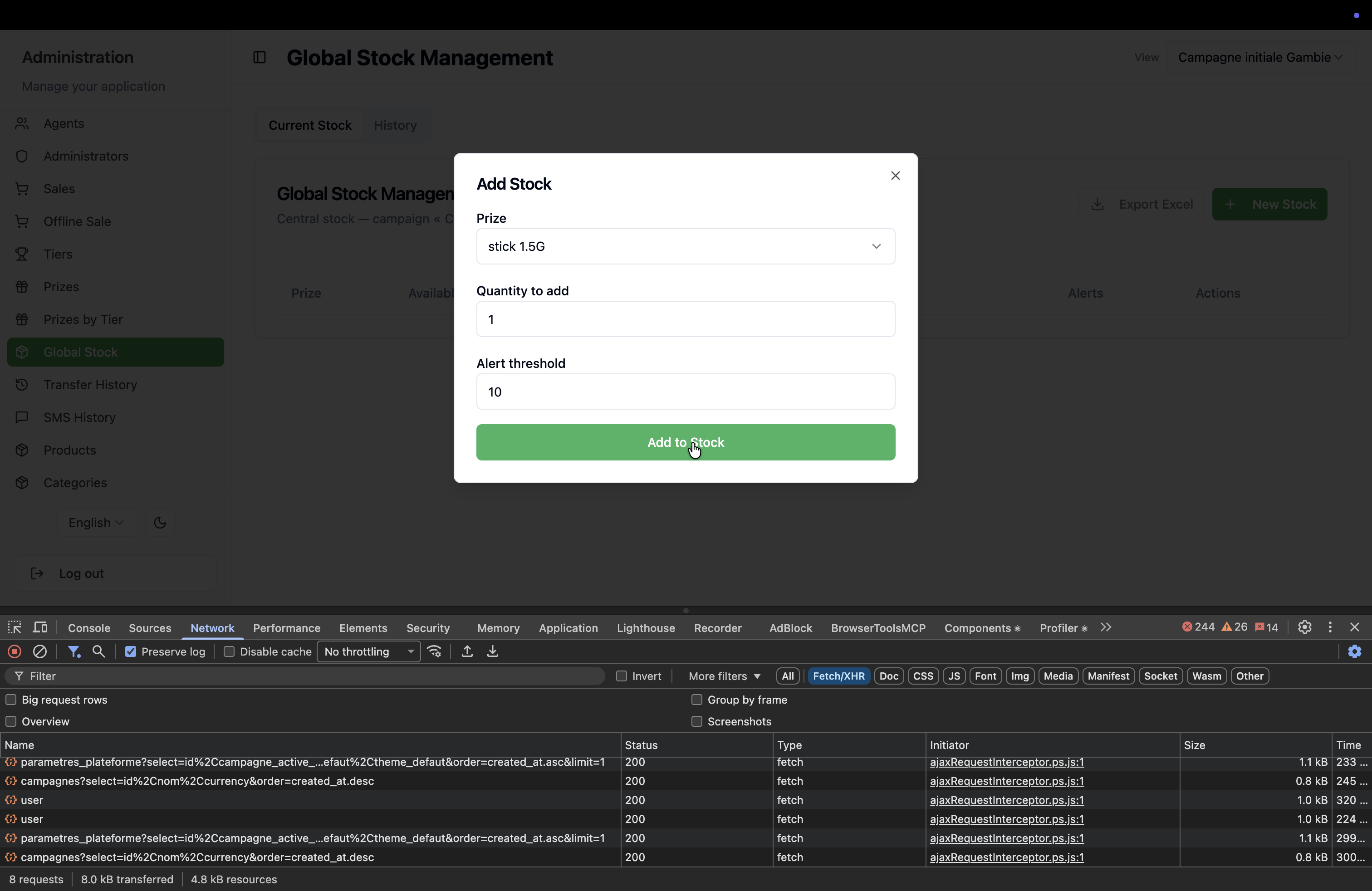 Step #6: Click the green Add to Stock button to finalize your entry.