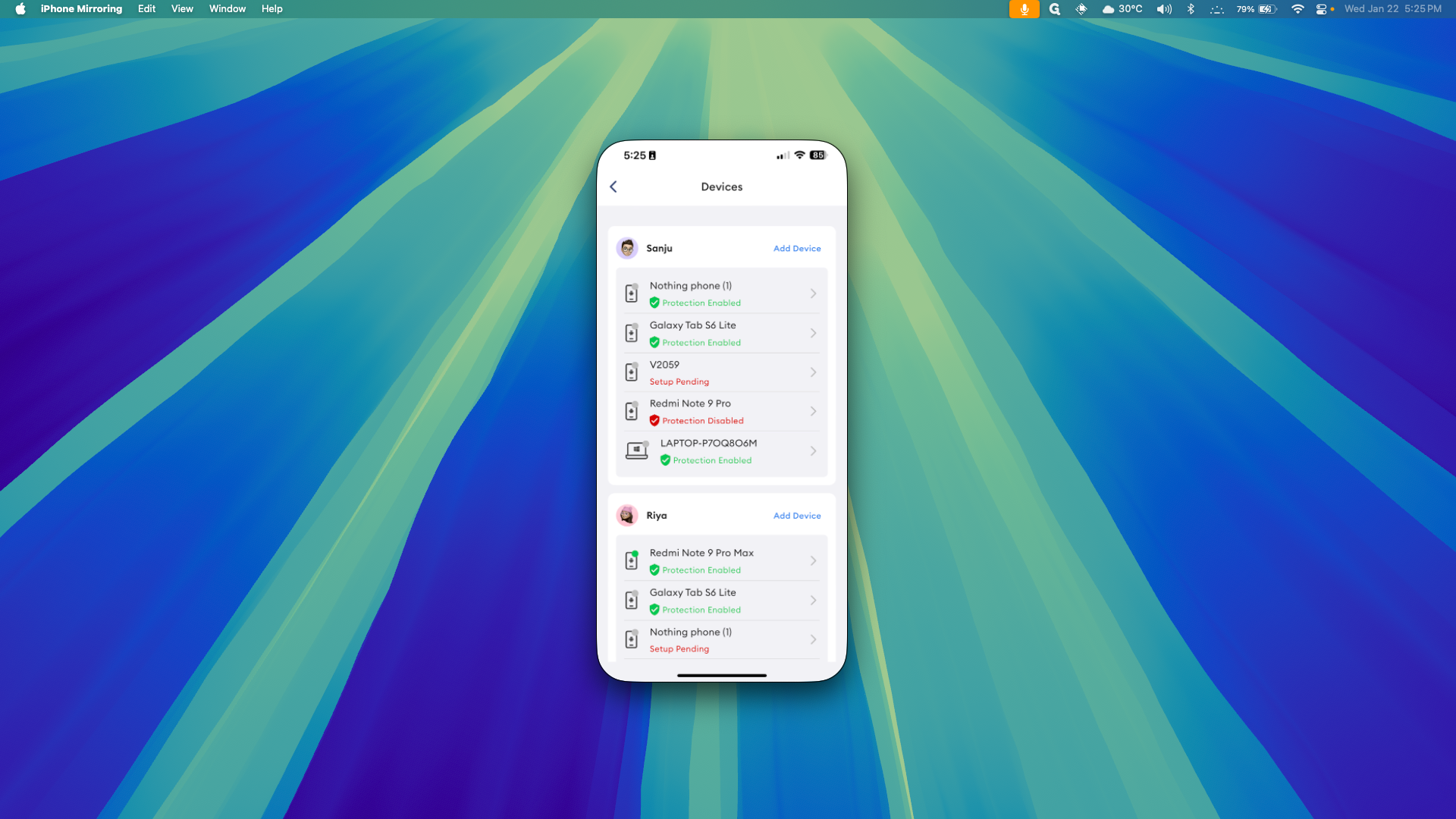 Step #3: Tap on the Device on which you want to disable protection