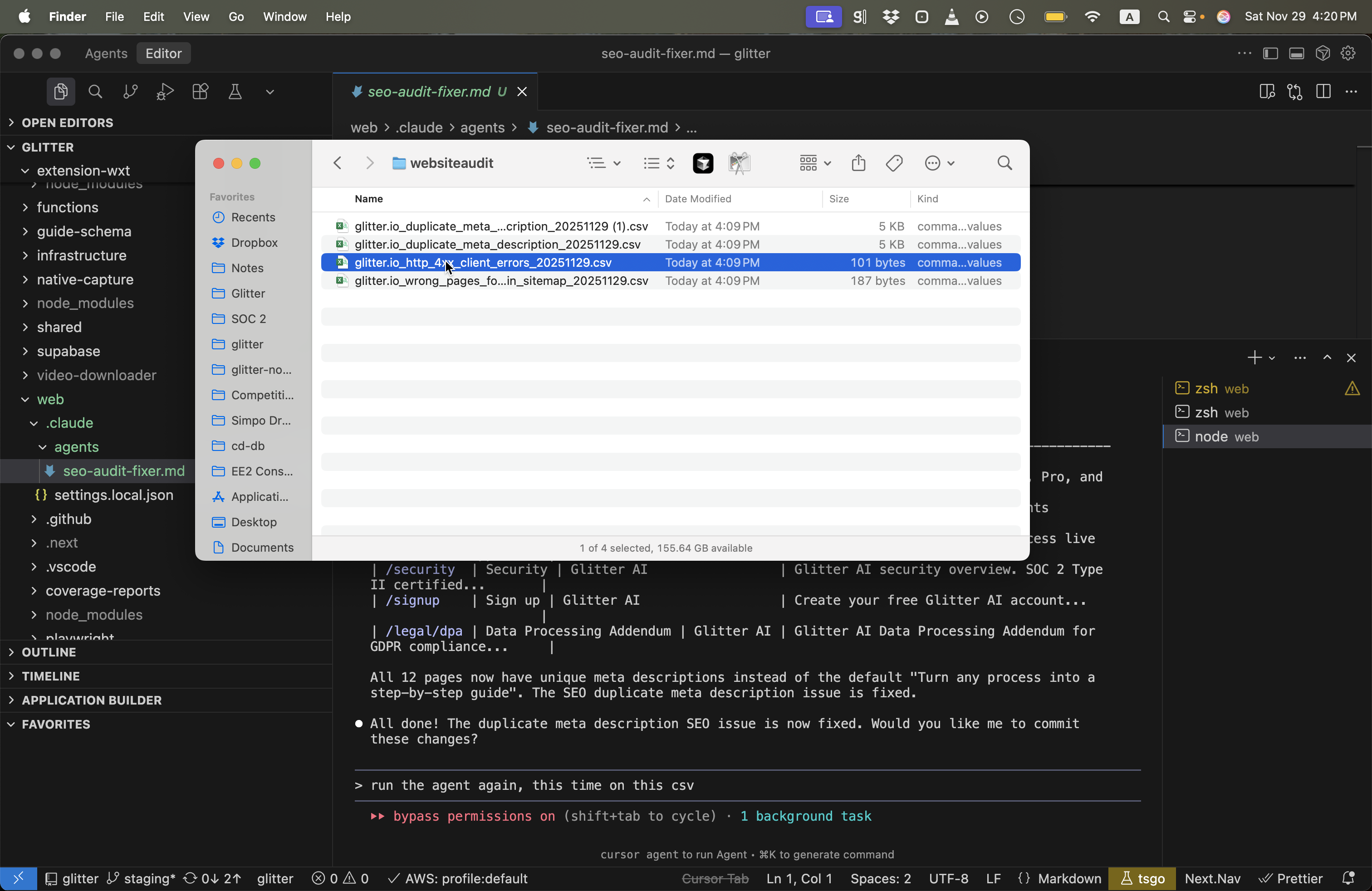 Step #32: גררו את "✓ glitter.io_http_4xx_client_errors_20251129.csv"