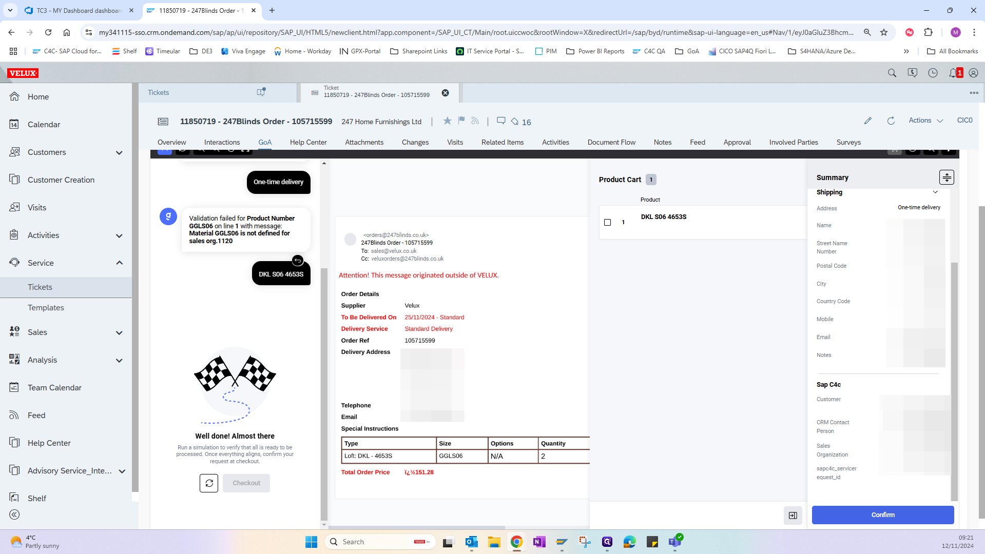 Step #14: If anything is wrong, you can type over it in the basket to correct it. If you are happy that everything is correct, click on "Confirm" to save your order.