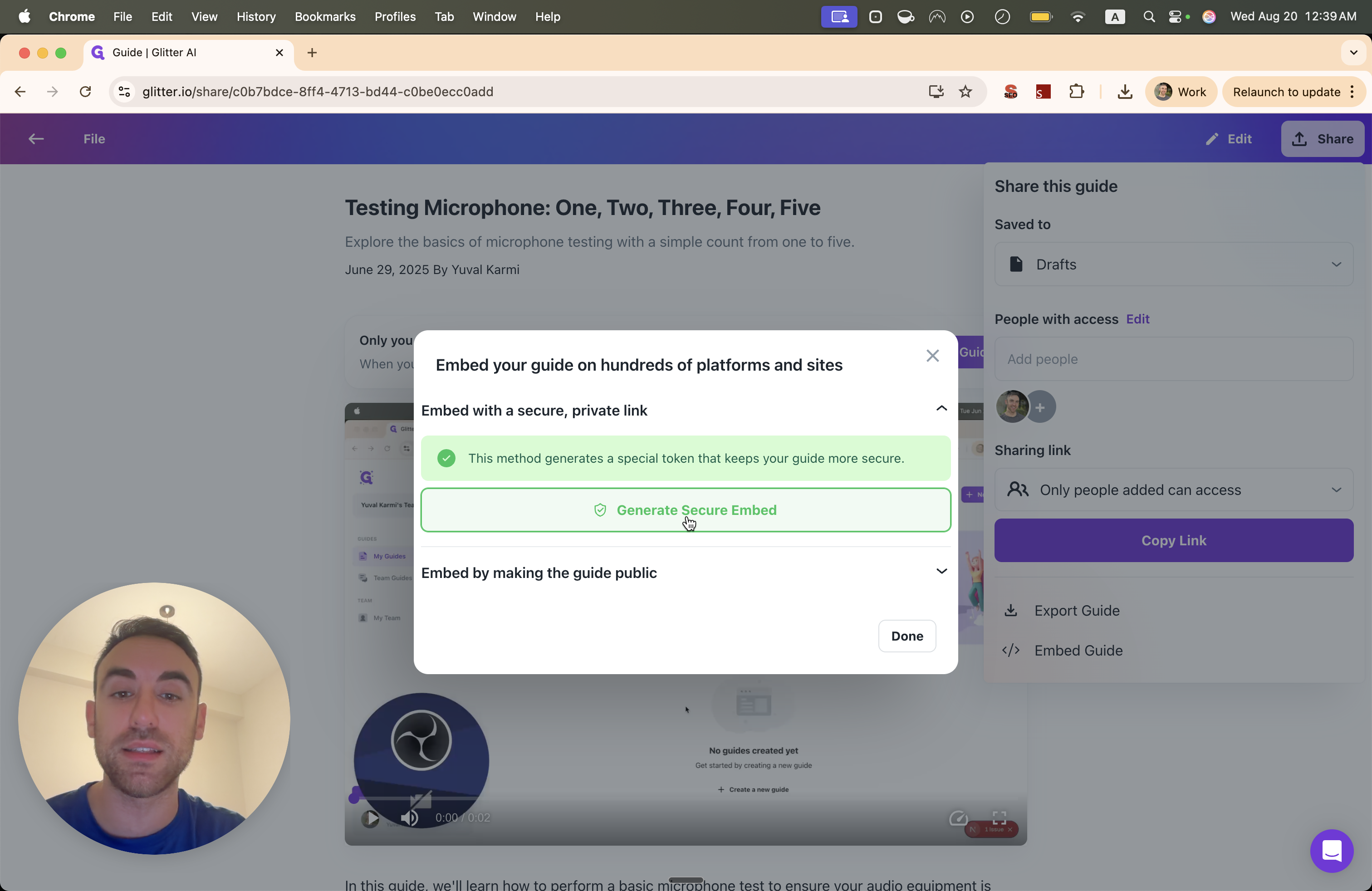 Step #10: Click on "Generate Secure Embed"