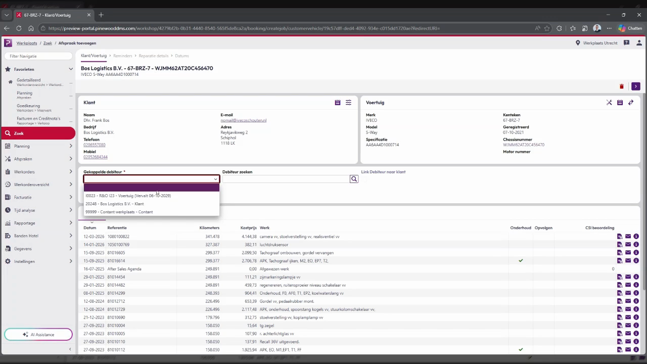 Step #7: Click the first item in the Gekoppelde debiteur (Linked Debtor) dropdown menu to assign the customer account.