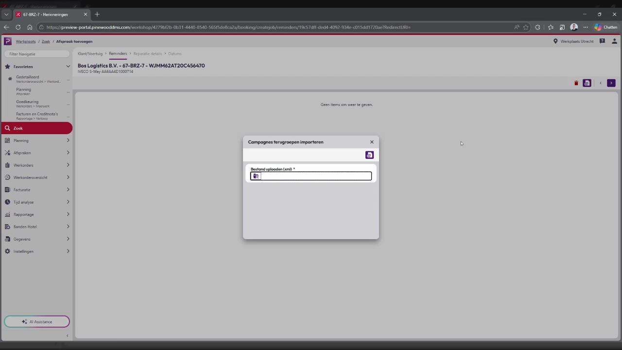 Step #9: Click the Bedrijfsonderdeel (Lid) field to select the appropriate business unit for this job.