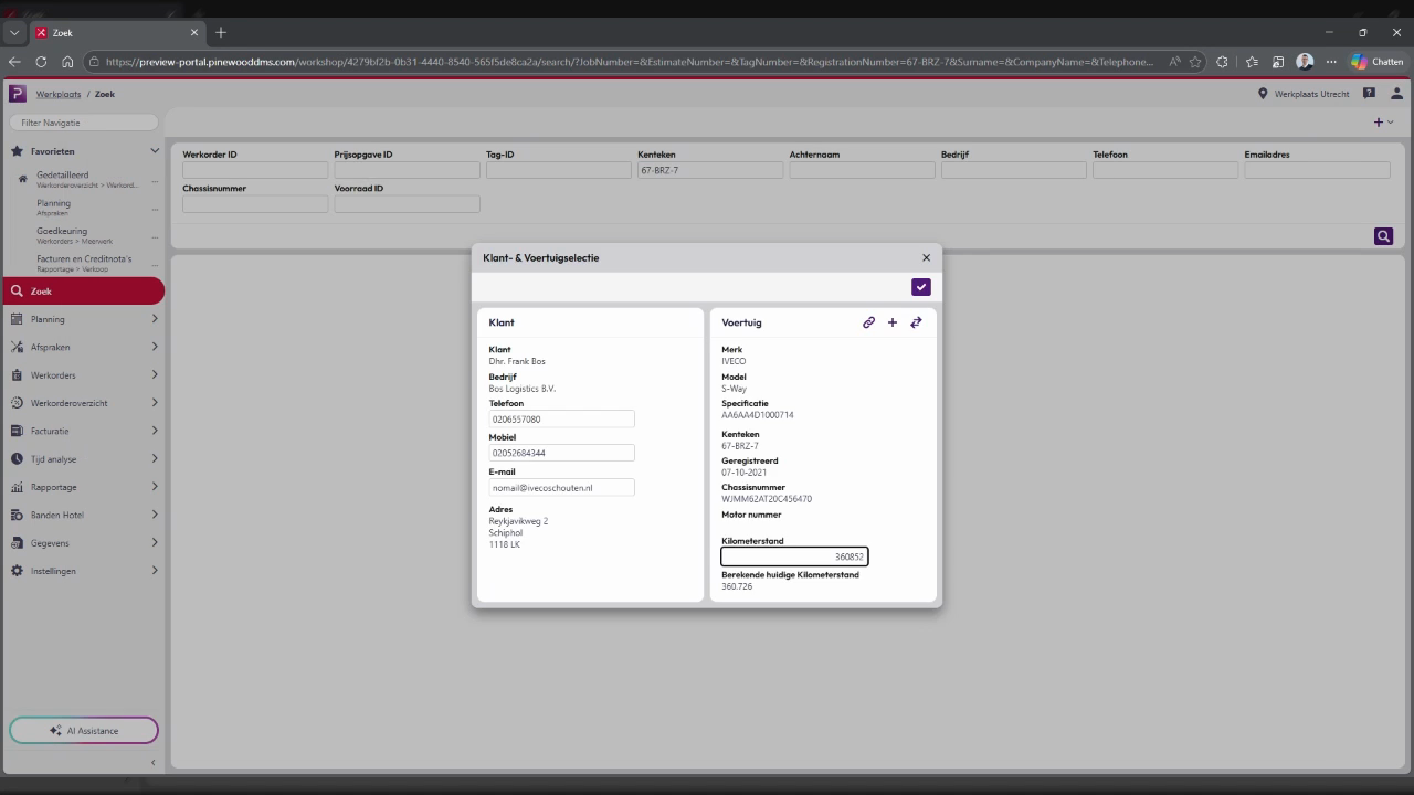 Step #5: Click the Kilometerstand (Odometer) field and type the updated mileage, such as "368000".