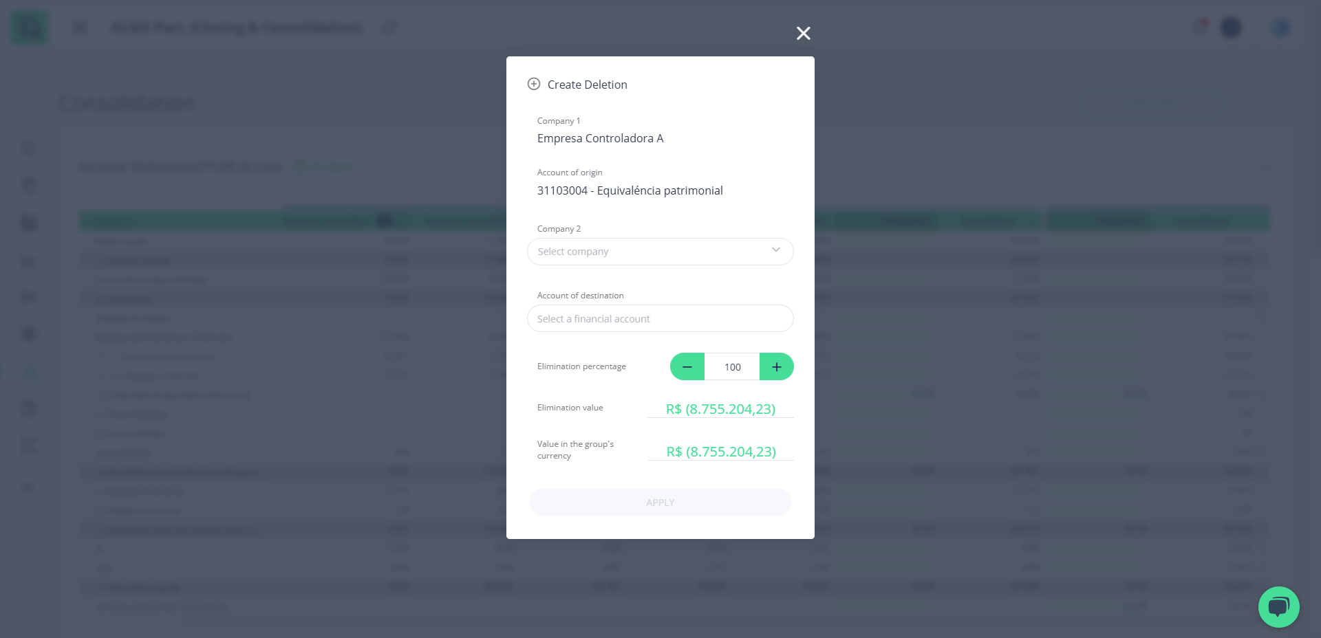 Step #3: Modal de criação de eliminação