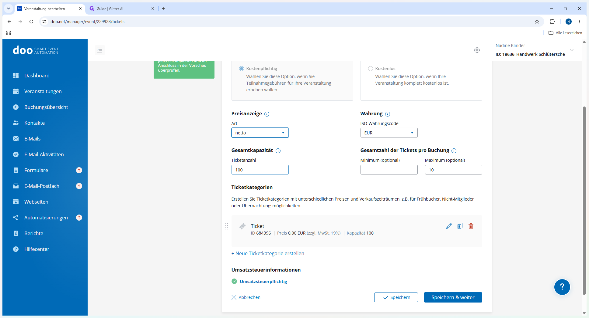 Step #3: Tragen Sie im Eingabefeld für die Gesamtkapazität die gewünschte Anzahl an verfügbaren Plätzen ein.