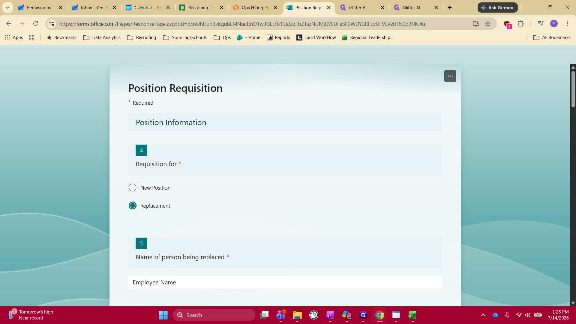 Step #4: Fill out the requisition details, including the primary location, clinic level, pay details, and whether it is a replacement or new position.