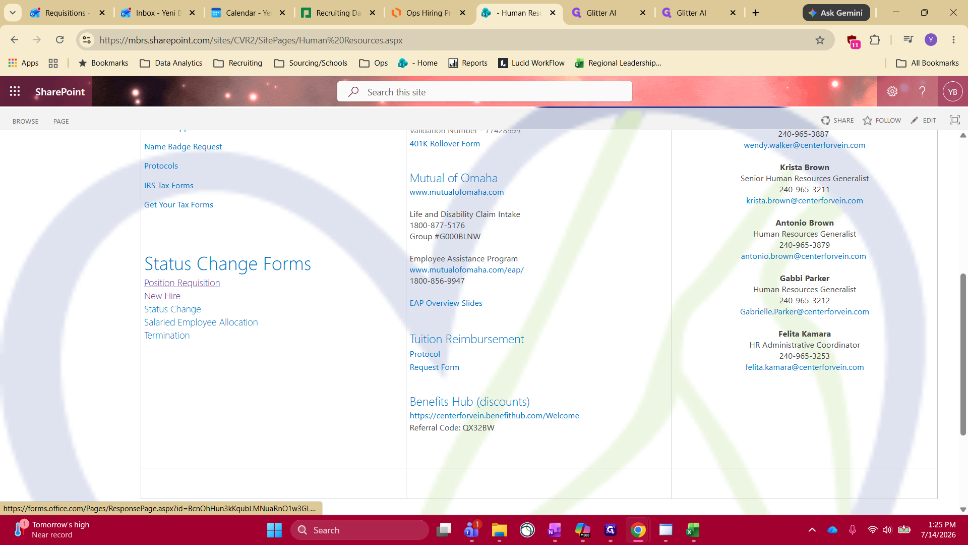Step #3: Scroll down to the Status Change Form section and click Position Requisition.