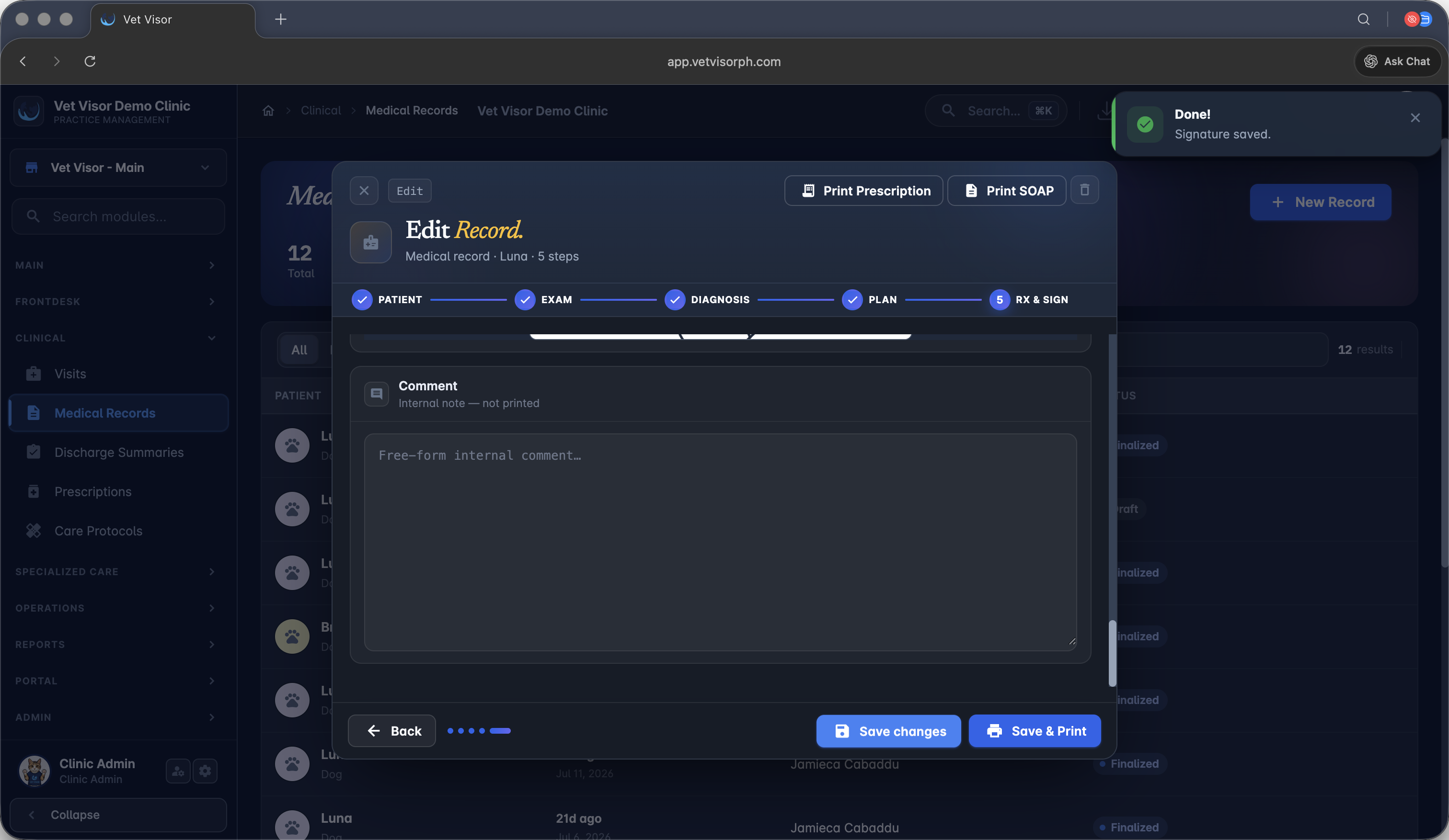 Step #31: Click Save changes to store the record as a draft.